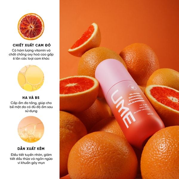 Bọt Rửa Mặt Cam Máu UME - Blood Orange Foaming Cleanser