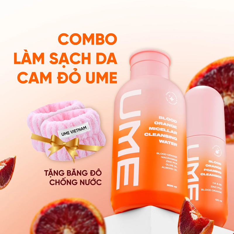 Combo bọt rửa mặt & Nước tẩy trang cam đỏ UME
